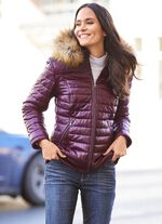 Leren jack met afneembare capuchon 