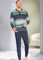 Pyjama met knoopsluiting, opgestikte borstzak en manchetten 