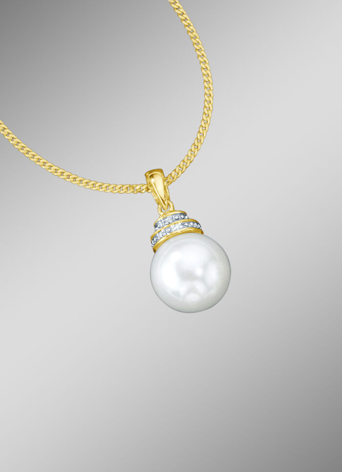 Kettinghanger met schakelketting en zoetwatercultivéparel