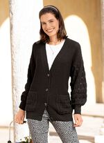Cardigan met pofmouwen ZWART
