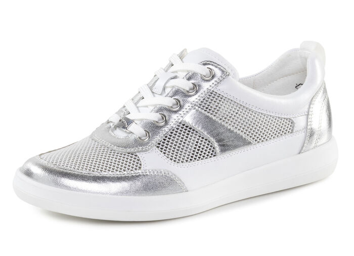 ELENA EDEN sneakers van nappaleer en luchtig textiel in mesh-look WEISS-SILBER