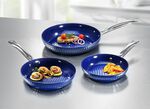 Ceraflon pannenset, 3-delig, met diamant-antiaanbaklaag BLAUW