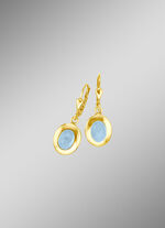 Oorbellen met echte aquamarijncabochons 