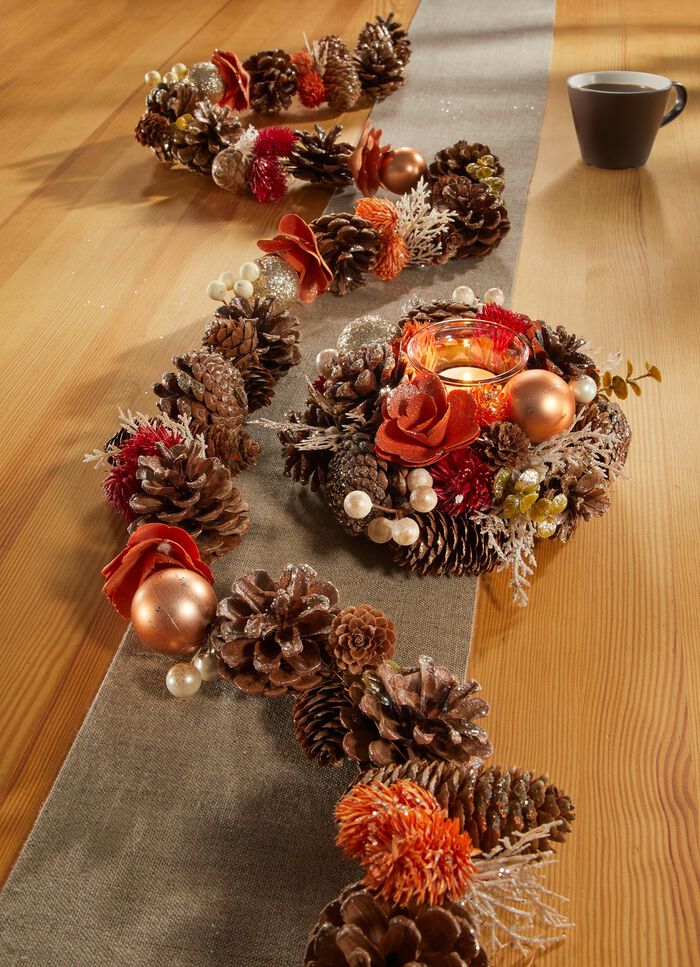 Natuurlijke theelichthouder met echte kegels 