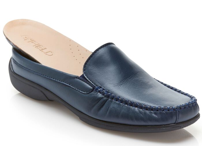 ELENA EDEN mocassin sabot met elastische banden aan de zijkanten MARINE