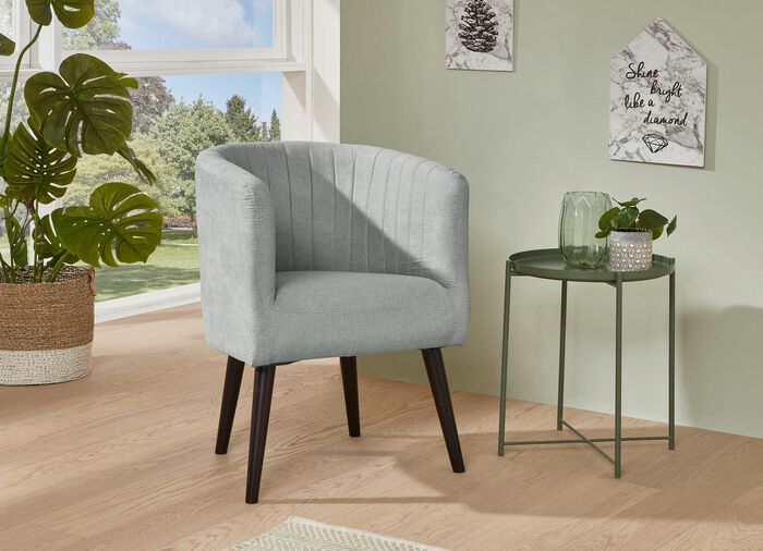 Fauteuil op zwarte massief houten poten ZILVER