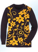 Trui met jacquardmotief en cloqu&eacute;-effecten GEEL-ZWART