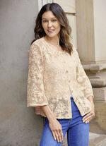 Cardigan met bloemen en vlinders 