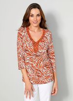 Shirt met parelversiering op de halslijn 