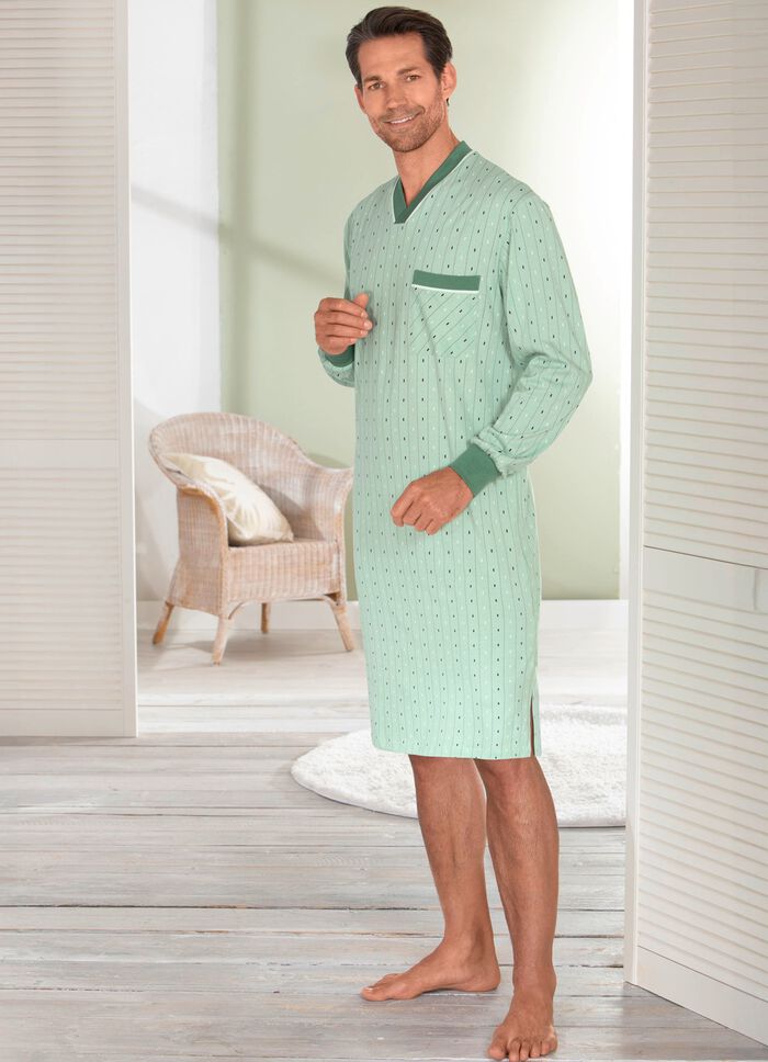 Nachthemd met V-hals en borstzak 