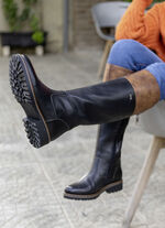 Remonte, gevoerde dameslaarzen, winterschoenen, breedte G, met rits ZWART-KASTANJE