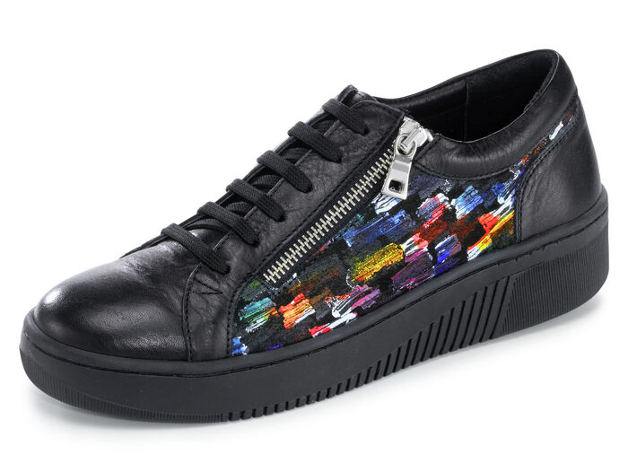 Gemini veterschoenen met moderne print ZWART