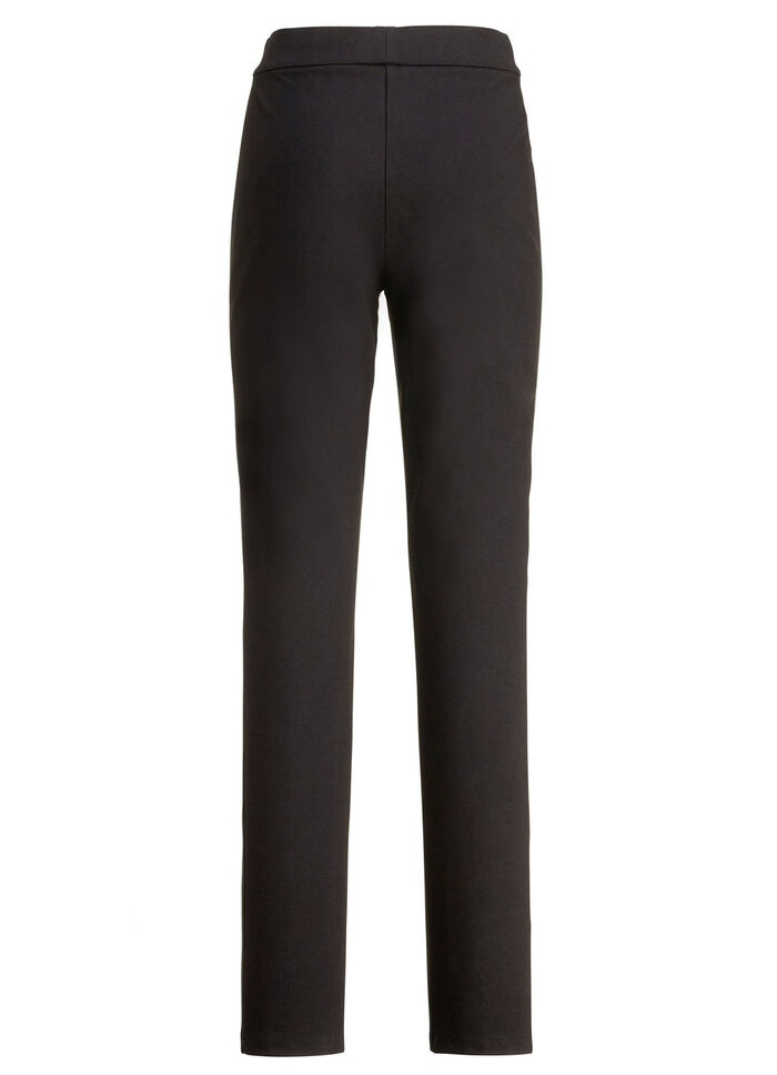 Broek in trendy materiaalmix ZWART