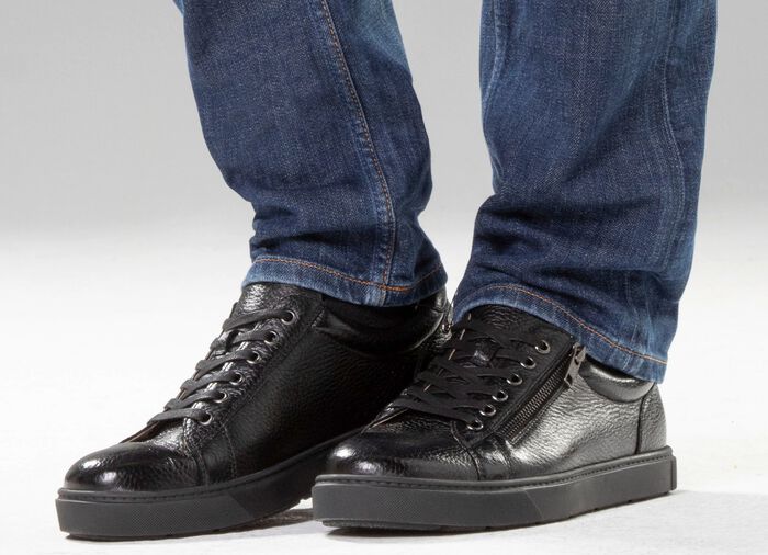 GINO GALANTE, klassieke herensneakers, met uitneembaar voetbed ZWART