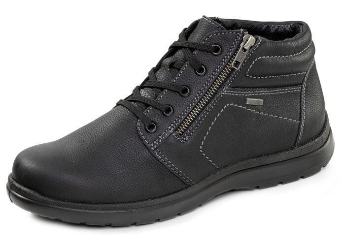 GINO GALANTE, gevoerde herenlaarzen, winterschoenen, breedte H, met rits ZWART