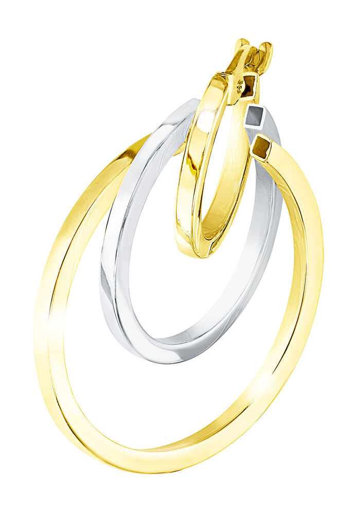 Moderne, chique creoolse oorbellen in twee kleuren 