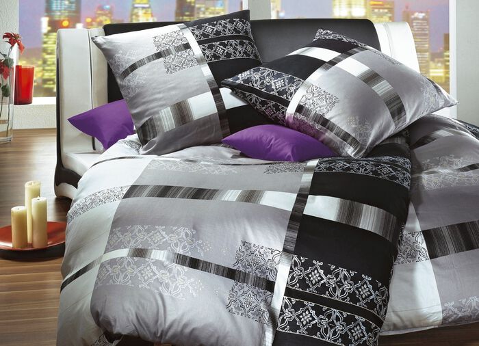 Zeer modieuze beddengoedset in onderhoudsvriendelijke kwaliteiten ZILVER