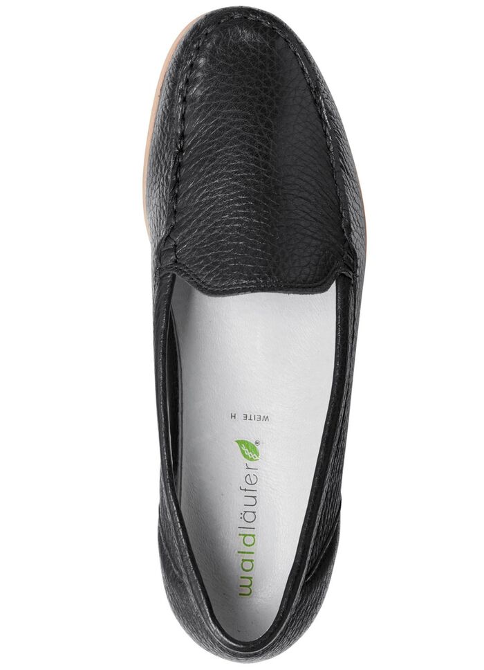 Waldl&auml;ufer pantoffels van fijn, generfd hertennappaleer ZWART