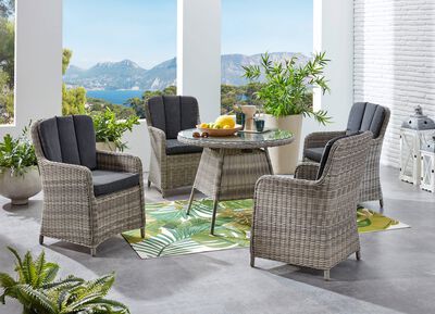 Tuinmeubelserie met weerbestendig halfrond weefsel 