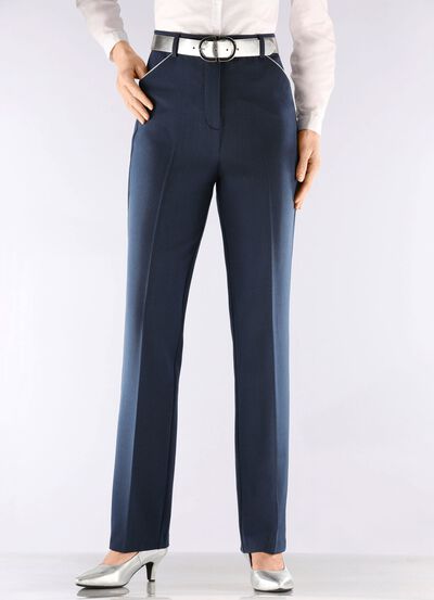 Broek met zilverkleurige contrasterende biezen 