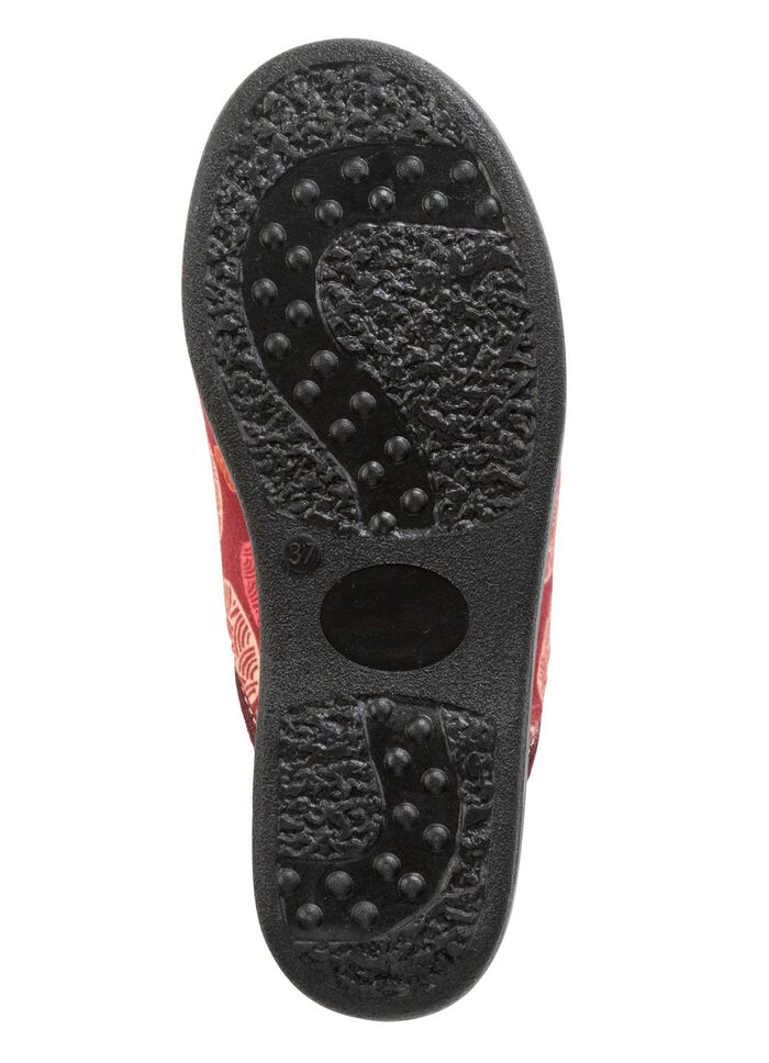 Set van twee gevoerde damespantoffels, breedte H, met textielprint 