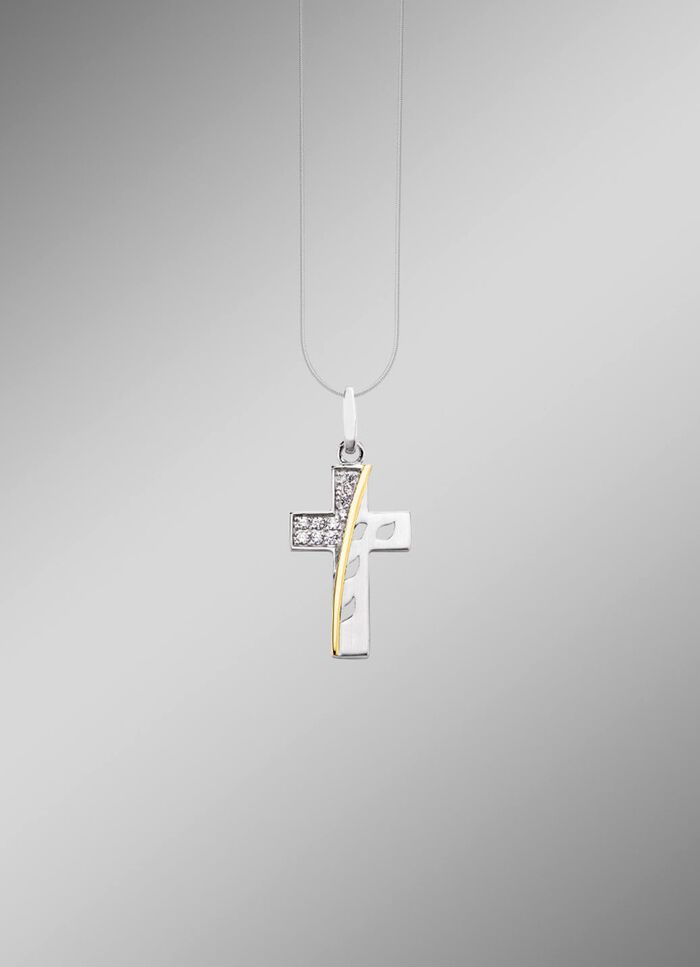 Populaire kruishanger met synthetische zirkonia 