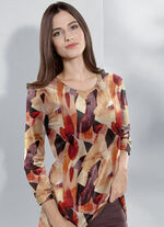 Fijngebreide trui TERRA-RUST-BEIGE