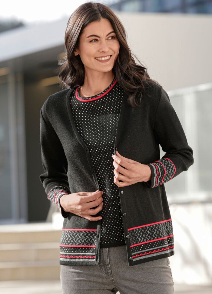 Gebreide twinset met fijne designs 