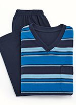 Tweepak pyjama's met V-hals en borstzakje 