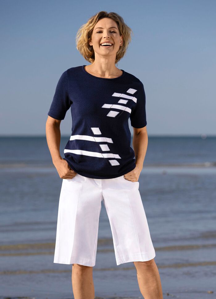 Trui met intarsia voorkant MARINE-WEISS