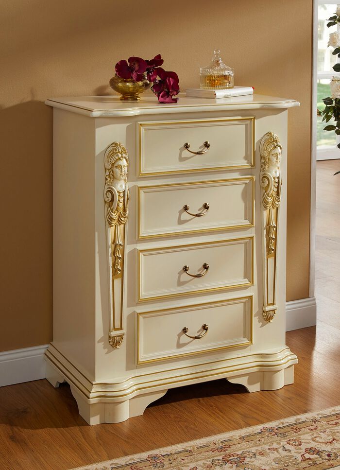 Italiaanse commodeserie met ingelegde vrouwenbeelden CR&Egrave;ME-GOUD