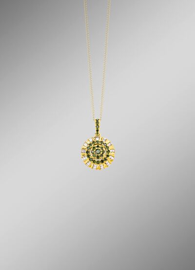 Hanger met briljant geslepen en baguette diamanten 