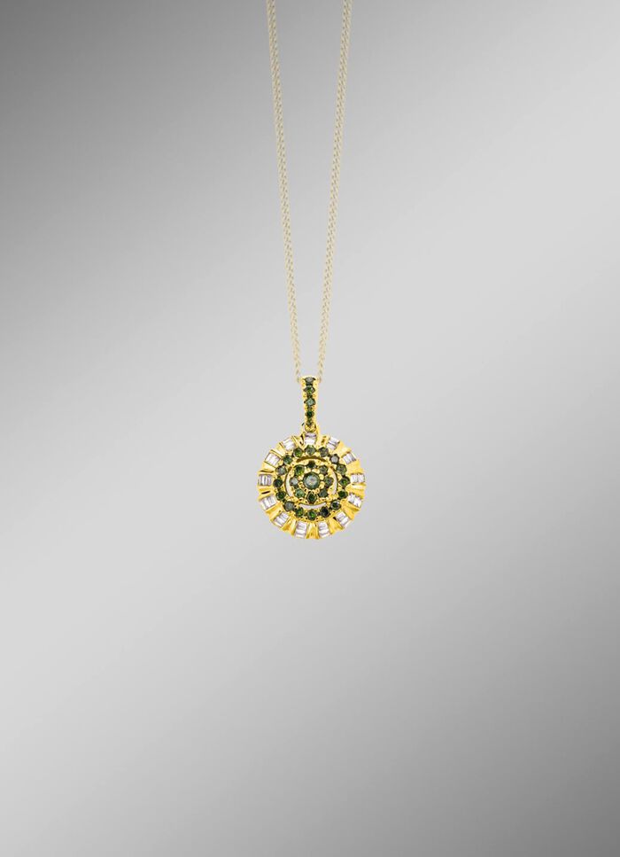 Hanger met briljant geslepen en baguette diamanten 