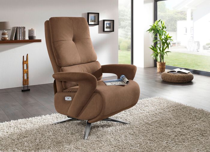 Comfortabele relaxfauteuil met hoogwaardige textielbekleding BRUIN