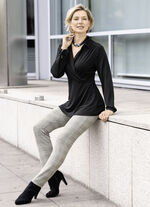 Broek met glencheck-design ZWART-ECRU