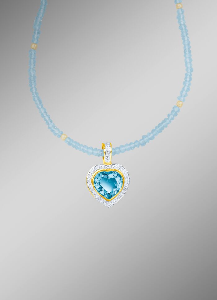 Kettinghanger met blauwe topaas en diamanten 