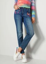 Jeans met bloemenborduursel 