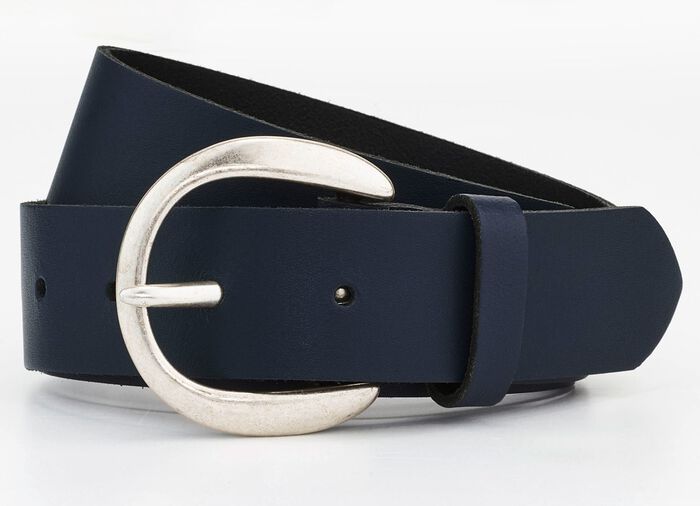 Modieuze leren damesriem, 3,5 cm breed MARINE