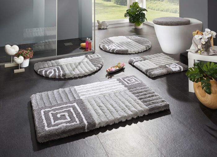 Badkamerset met antislip achterkant GRIJS