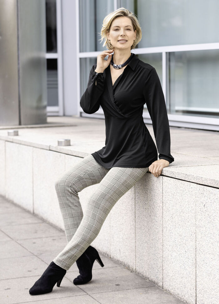 Verfijnd overhemd met polokraag in 2 kleuren ZWART