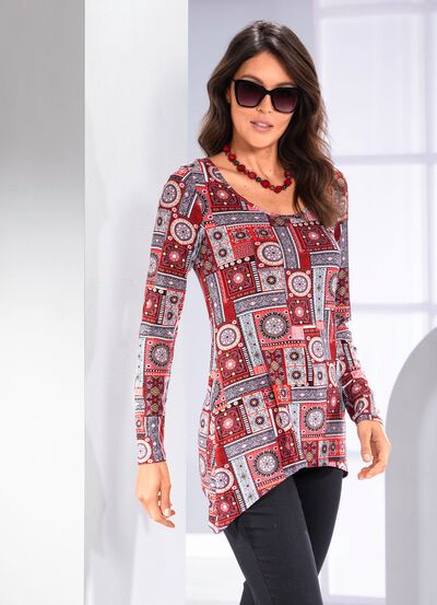 Shirt met gebogen zoom 