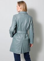 Korte leren jas met omslagkraag 