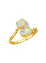 Damesring met echte opalen en diamanten 