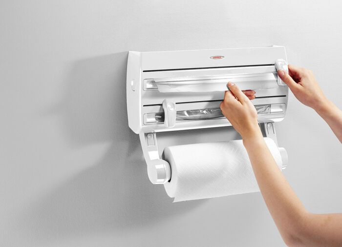 Leifheit wandrolhouder met opbergruimte voor kruiden WIT