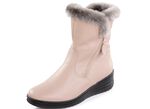 ELENA EDEN, gevoerde dames enkellaarsjes, winterschoenen, breedte H, met lamsvacht BEIGE