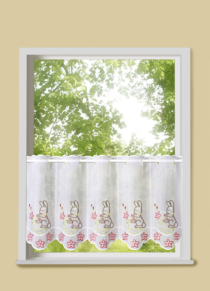 Korte winkel paashaas met echt Plauen-borduurwerk