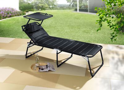 XXL-ligstoel met dak en in 4 standen verstelbare rugleuning 
