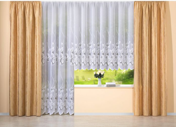 Bloemengordijn met gegolfde boord 