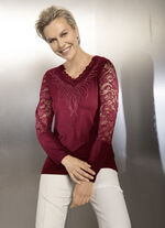 Shirttuniek met elegant kant BORDEAUX