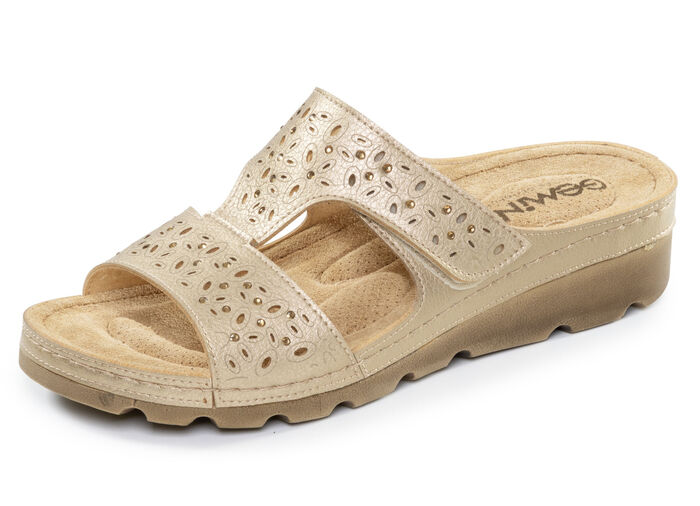 Gemini, comfortabele damesmuiltjes, breedte G, met klittenbandsluiting ALTGOLD